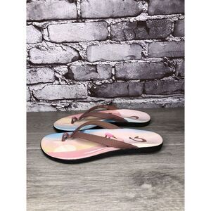 Olukai Ho'opio Pae Brown Synthetic Flip Flops Beach Sandals Women Sz 5M US/35EU